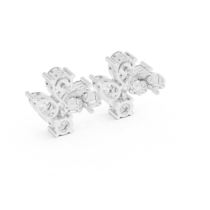 Petite Butterfly Diamond Stud Earrings | Pear Cut Diamond Cluster | Daily Wear Luxury