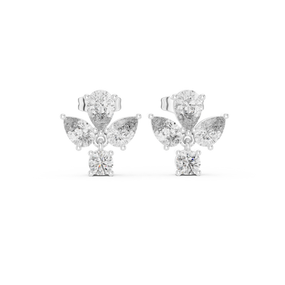 Petite Butterfly Diamond Stud Earrings | Pear Cut Diamond Cluster | Daily Wear Luxury