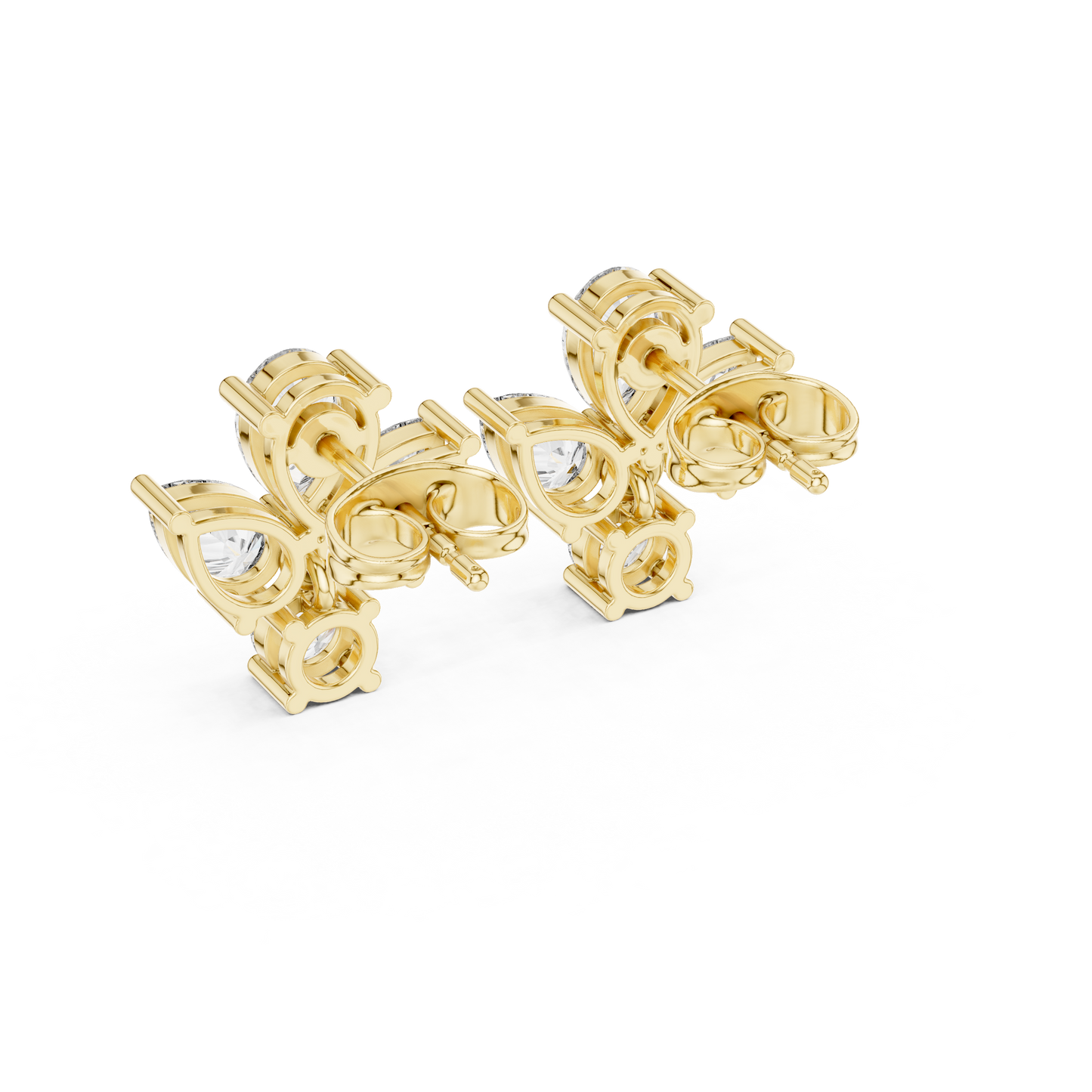 Petite Butterfly Diamond Stud Earrings | Pear Cut Diamond Cluster | Daily Wear Luxury