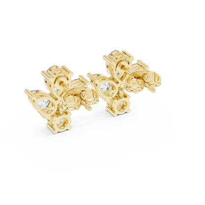 Petite Butterfly Diamond Stud Earrings | Pear Cut Diamond Cluster | Daily Wear Luxury