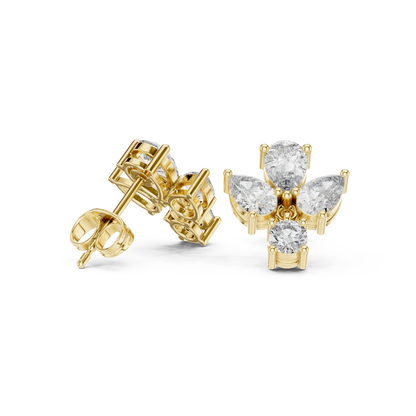 Petite Butterfly Diamond Stud Earrings | Pear Cut Diamond Cluster | Daily Wear Luxury