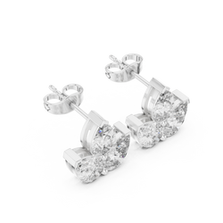 Triple Pear Diamond Look Moissanite Earrings | Elegant Silver Studs | Minimalist Moissanite Stud Earrings for Women | Pear Shape Diamond Alternative