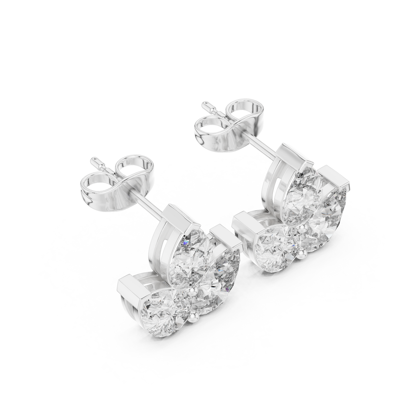 Triple Pear Diamond Look Moissanite Earrings | Elegant Gold Studs | Minimalist Moissanite Stud Earrings for Women | Pear Shape Diamond Alternative