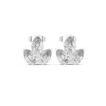 Triple Pear Diamond Look Moissanite Earrings | Elegant Gold Studs | Minimalist Moissanite Stud Earrings for Women | Pear Shape Diamond Alternative