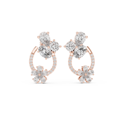 Opaline Bloom Cluster Hoops • Brilliant-Cut Diamond Floral Studs • Luxe Minimal Earrings