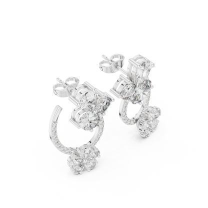 Opaline Bloom Cluster Hoops • Brilliant-Cut Diamond Floral Studs • Luxe Minimal Earrings