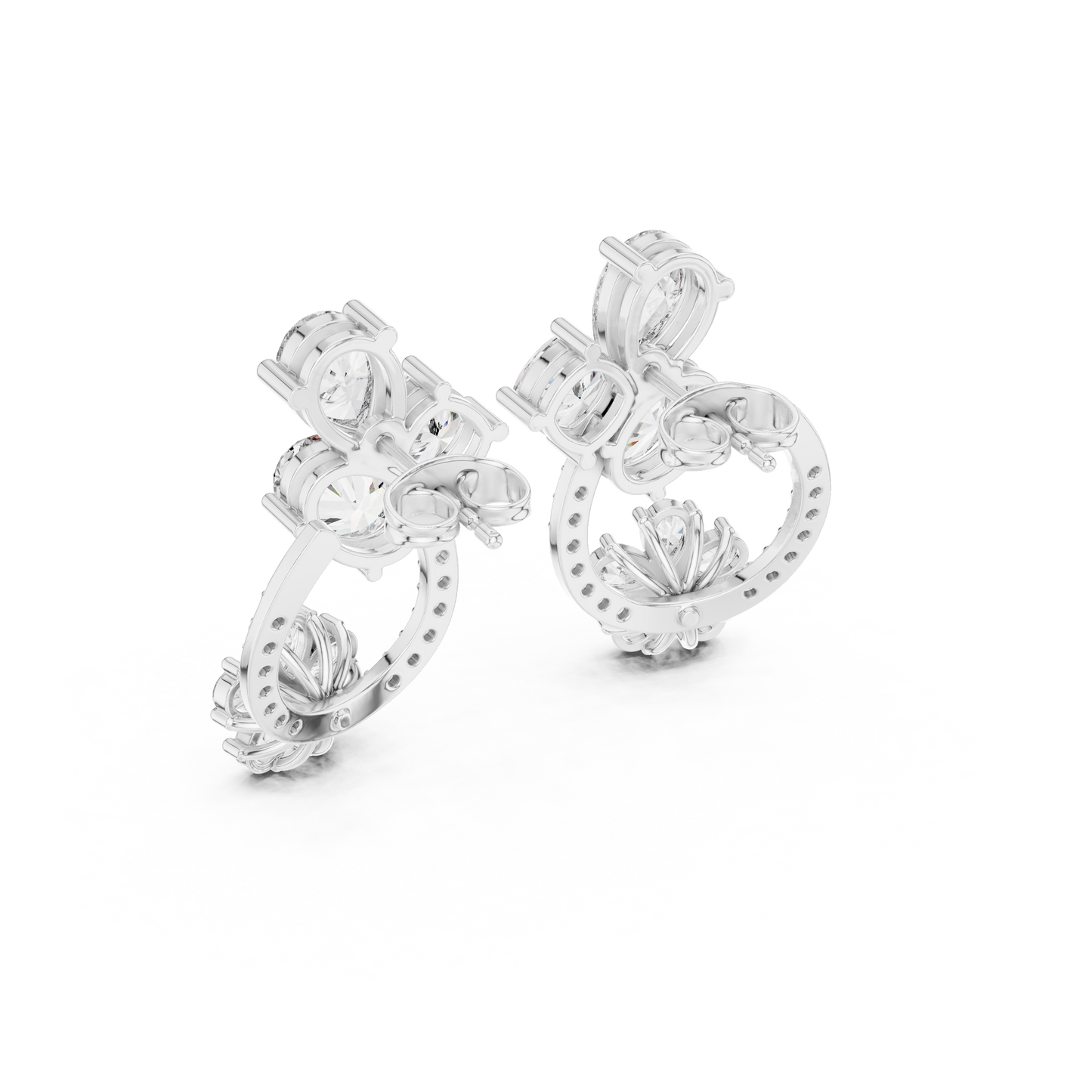 Opaline Bloom Cluster Hoops • Brilliant-Cut Diamond Floral Studs • Luxe Minimal Earrings