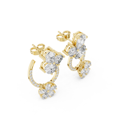 Opaline Bloom Cluster Hoops • Brilliant-Cut Diamond Floral Studs • Luxe Minimal Earrings