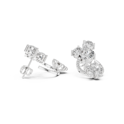 Opaline Bloom Cluster Hoops • Brilliant-Cut Diamond Floral Studs • Luxe Minimal Earrings