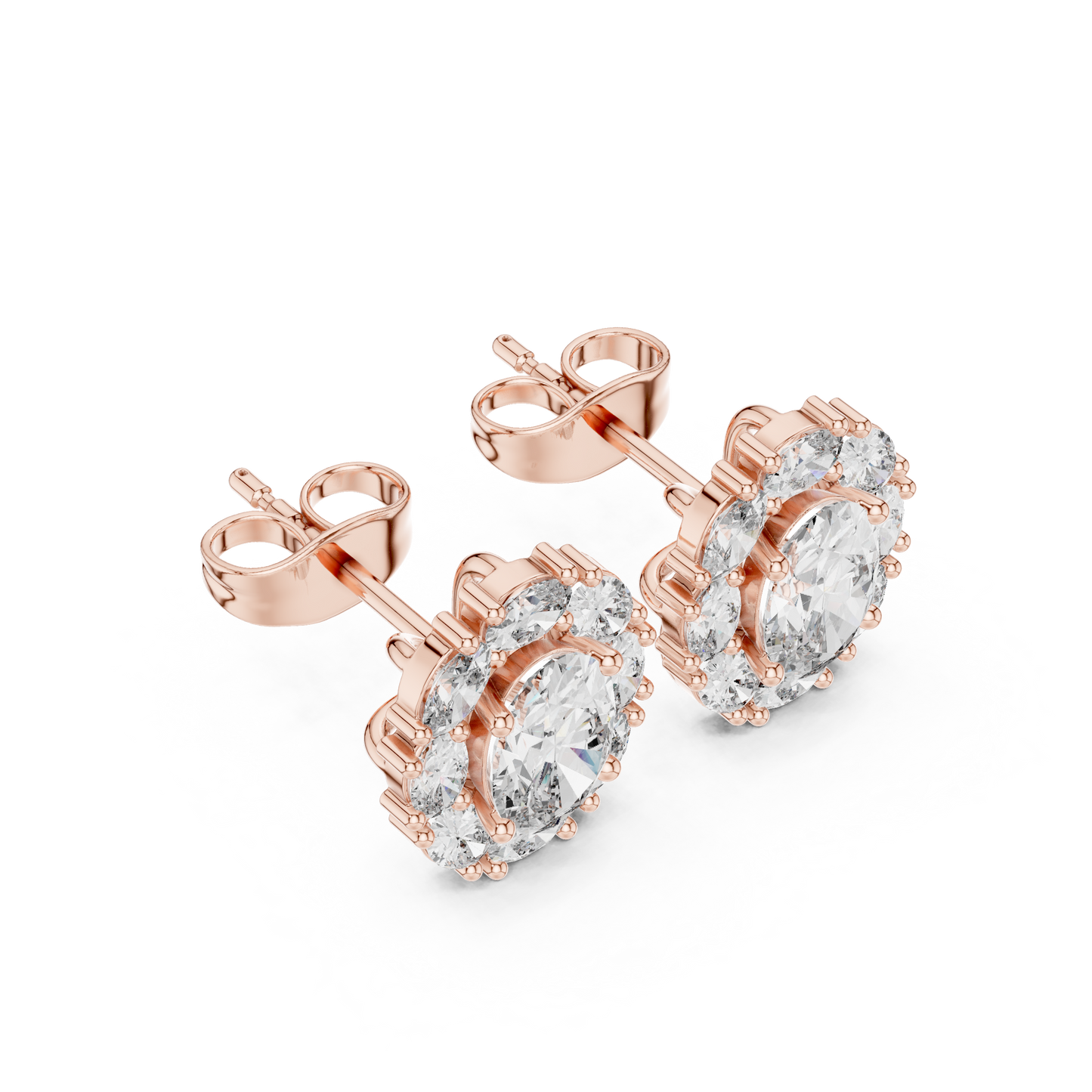 Imperial Oval Halo Earrings • Crown-Set Diamond Cluster Studs • Royal Heirloom Luxury Gift