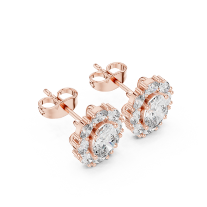 Imperial Oval Halo Earrings • Crown-Set Diamond Cluster Studs • Royal Heirloom Luxury Gift