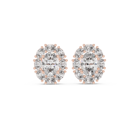 Imperial Oval Halo Earrings • Crown-Set Diamond Cluster Studs • Royal Heirloom Luxury Gift