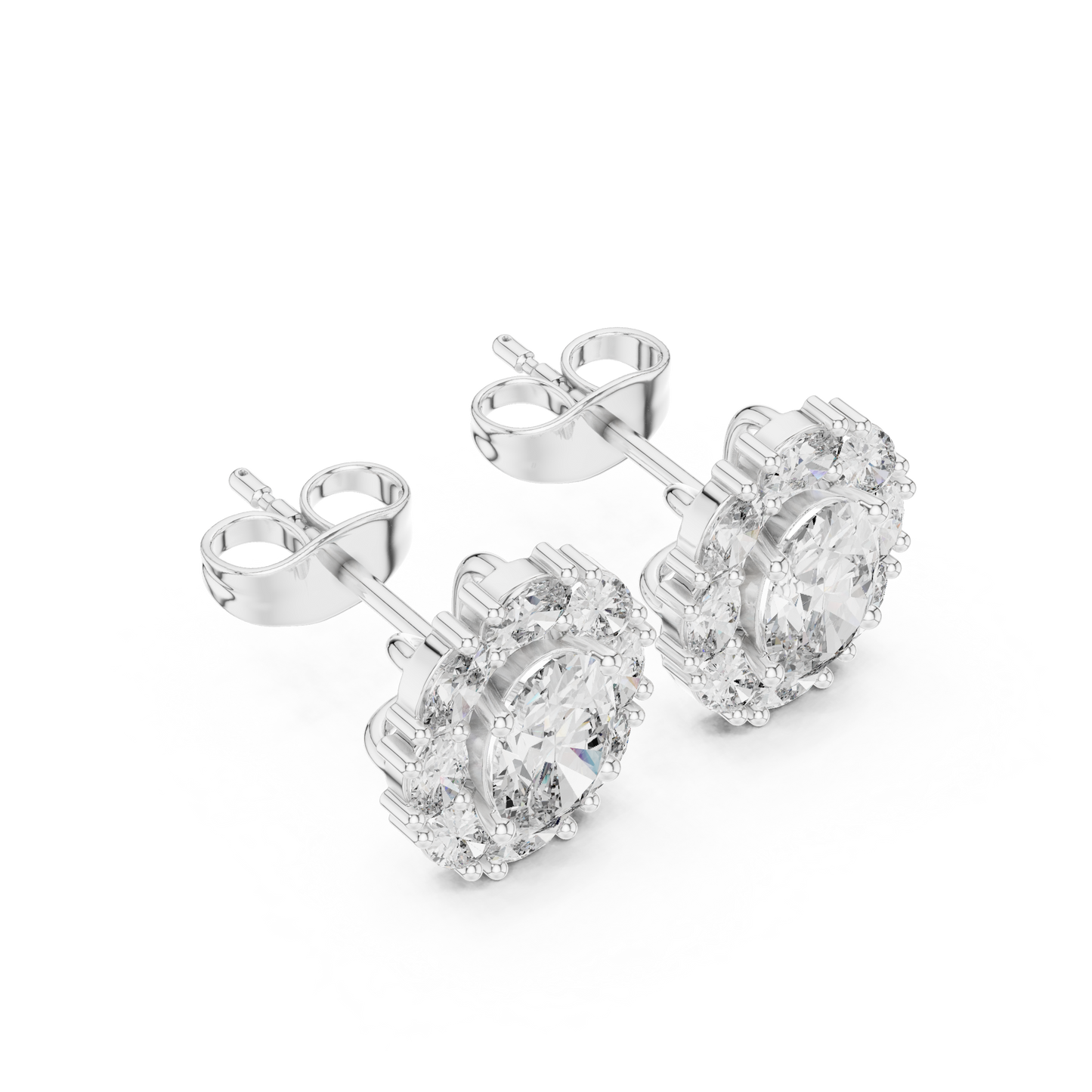 Imperial Oval Halo Earrings • Crown-Set Diamond Cluster Studs • Royal Heirloom Luxury Gift