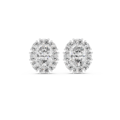 Imperial Oval Halo Earrings • Crown-Set Diamond Cluster Studs • Royal Heirloom Luxury Gift