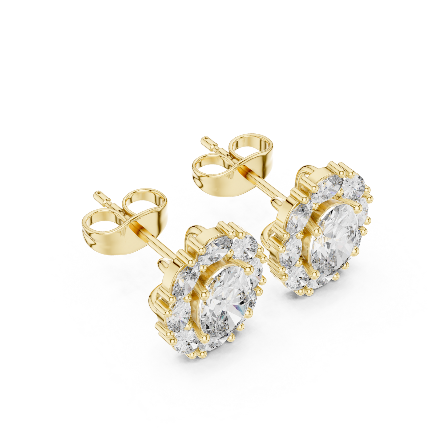 Imperial Oval Halo Earrings • Crown-Set Diamond Cluster Studs • Royal Heirloom Luxury Gift