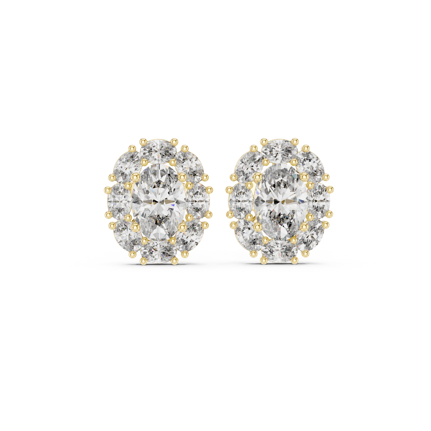 Imperial Oval Halo Earrings • Crown-Set Diamond Cluster Studs • Royal Heirloom Luxury Gift
