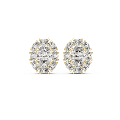 Imperial Oval Halo Earrings • Crown-Set Diamond Cluster Studs • Royal Heirloom Luxury Gift
