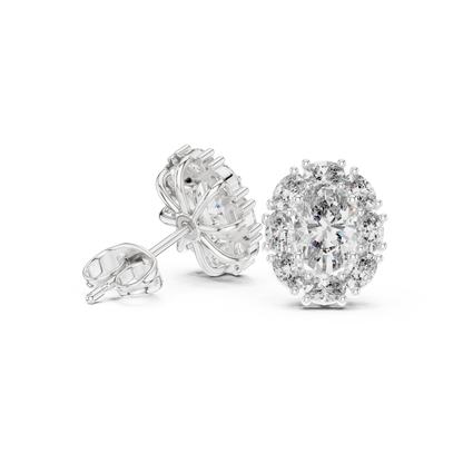 Imperial Oval Halo Earrings • Crown-Set Diamond Cluster Studs • Royal Heirloom Luxury Gift