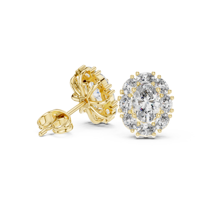 Imperial Oval Halo Earrings • Crown-Set Diamond Cluster Studs • Royal Heirloom Luxury Gift