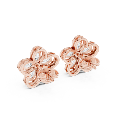 Muse Petal Marquise Diamond Studs | Fine Gold Floral Cluster | Elegant Gift for Elegant Women