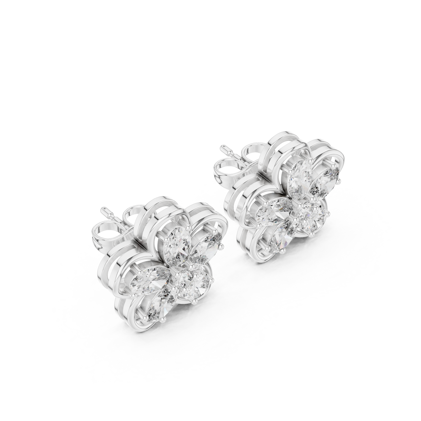 Muse Petal Marquise Diamond Studs | Fine Gold Floral Cluster | Elegant Gift for Elegant Women
