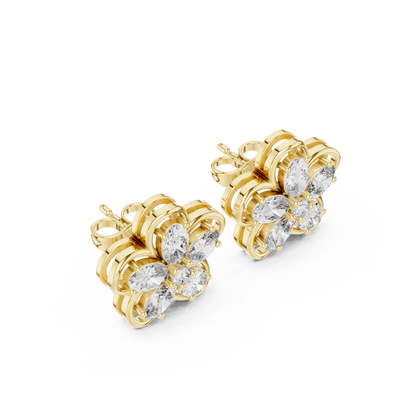 Muse Petal Marquise Diamond Studs | Fine Gold Floral Cluster | Elegant Gift for Elegant Women