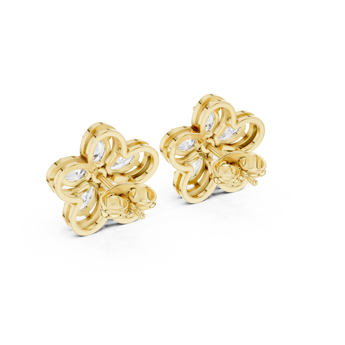 Muse Petal Marquise Diamond Studs | Fine Gold Floral Cluster | Elegant Gift for Elegant Women