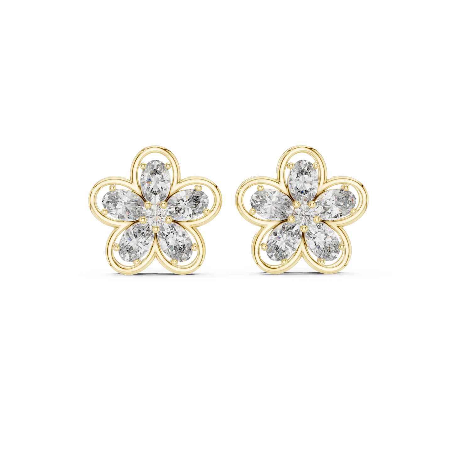 Muse Petal Marquise Diamond Studs | Fine Gold Floral Cluster | Elegant Gift for Elegant Women