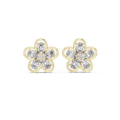 Muse Petal Marquise Diamond Studs | Fine Gold Floral Cluster | Elegant Gift for Elegant Women