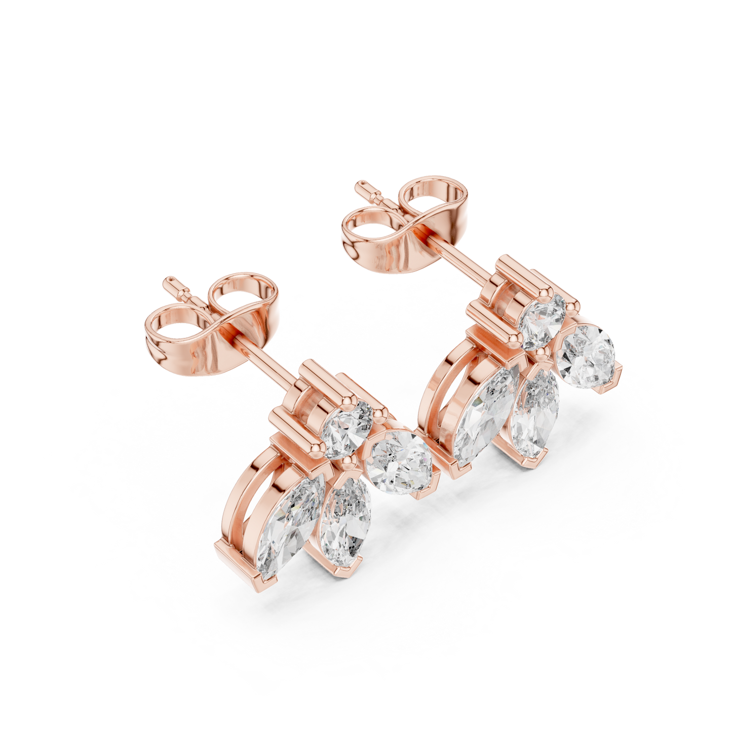 Multi-Marquise Diamond Studs | Elegant Fan-Cluster Earrings | Timeless Gold Everyday Jewelry | Gift for Her