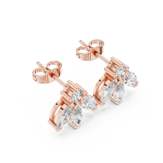 Multi-Marquise Diamond Studs | Elegant Fan-Cluster Earrings | Timeless Gold Everyday Jewelry | Gift for Her