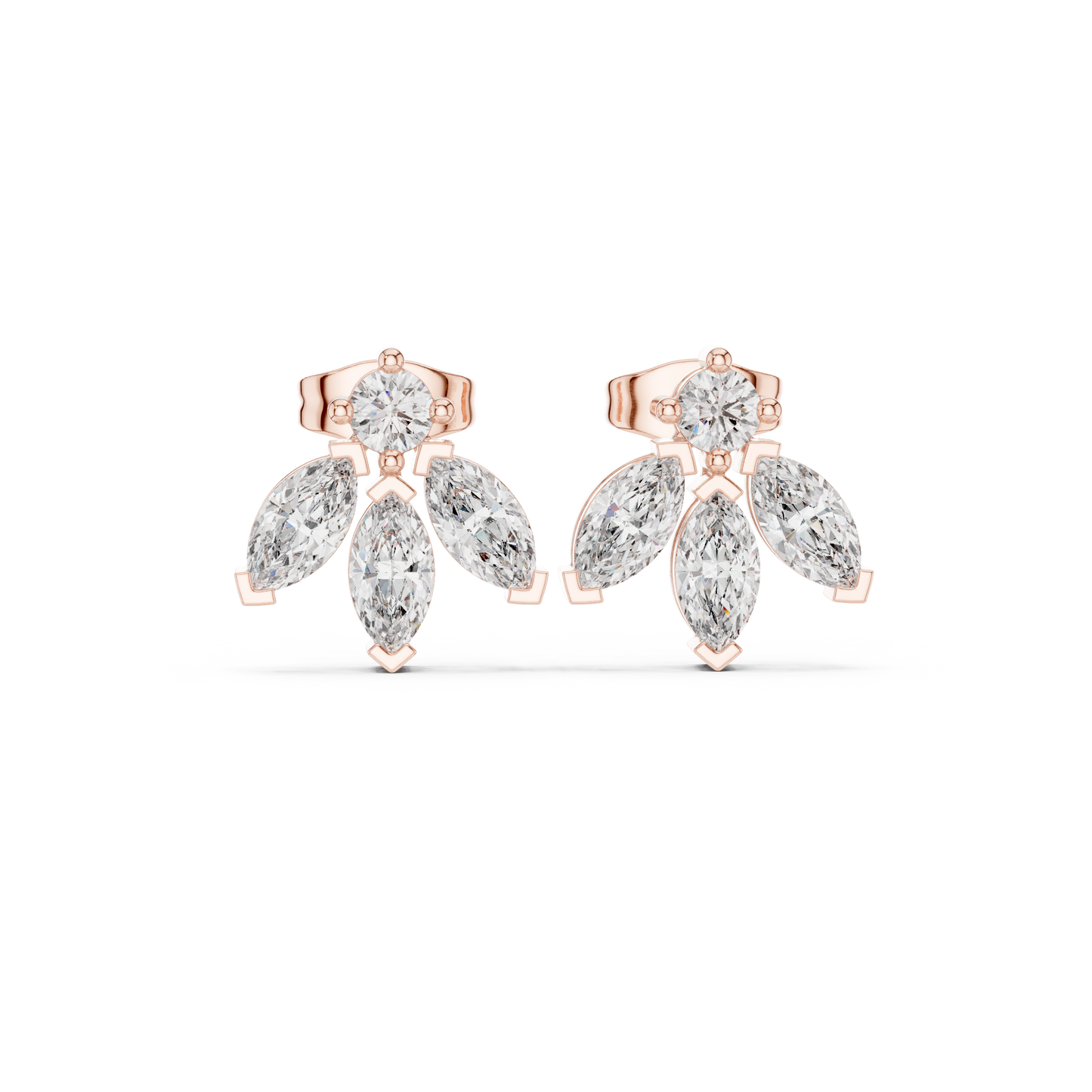 Multi-Marquise Diamond Studs | Elegant Fan-Cluster Earrings | Timeless Gold Everyday Jewelry | Gift for Her