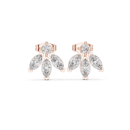 Multi-Marquise Diamond Studs | Elegant Fan-Cluster Earrings | Timeless Gold Everyday Jewelry | Gift for Her