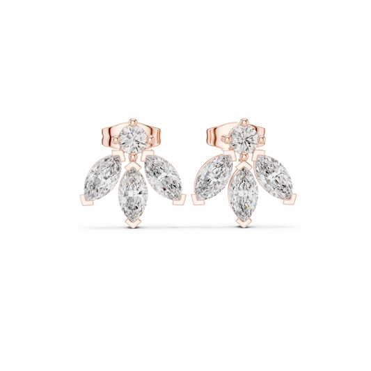 Multi-Marquise Diamond Studs | Elegant Fan-Cluster Earrings | Timeless Gold Everyday Jewelry | Gift for Her