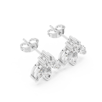 Multi-Marquise Diamond Studs | Elegant Fan-Cluster Earrings | Timeless Gold Everyday Jewelry | Gift for Her