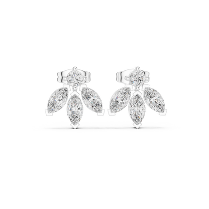 Multi-Marquise Diamond Studs | Elegant Fan-Cluster Earrings | Timeless Gold Everyday Jewelry | Gift for Her