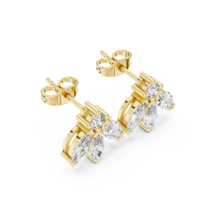 Multi-Marquise Diamond Studs | Elegant Fan-Cluster Earrings | Timeless Gold Everyday Jewelry | Gift for Her