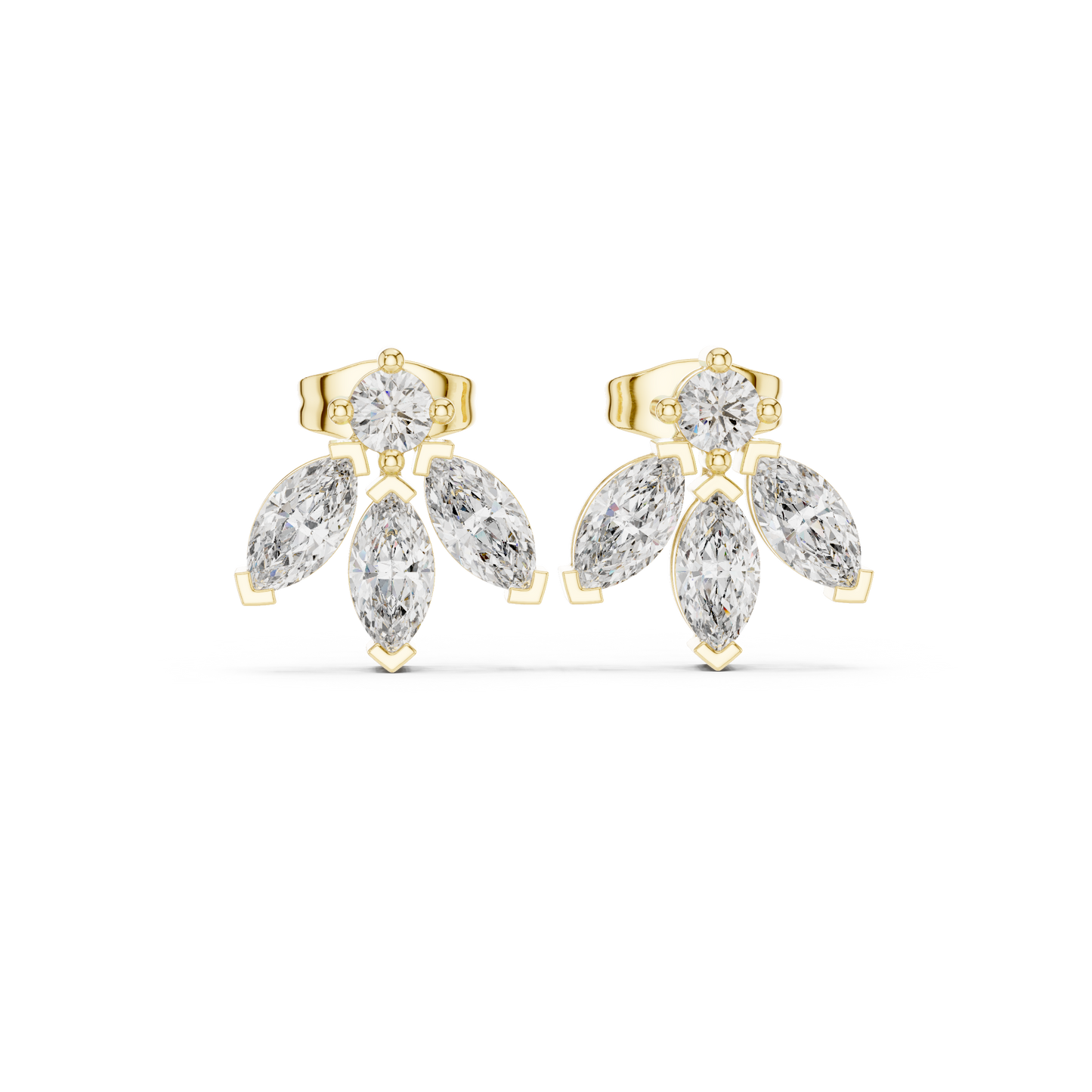 Multi-Marquise Diamond Studs | Elegant Fan-Cluster Earrings | Timeless Gold Everyday Jewelry | Gift for Her