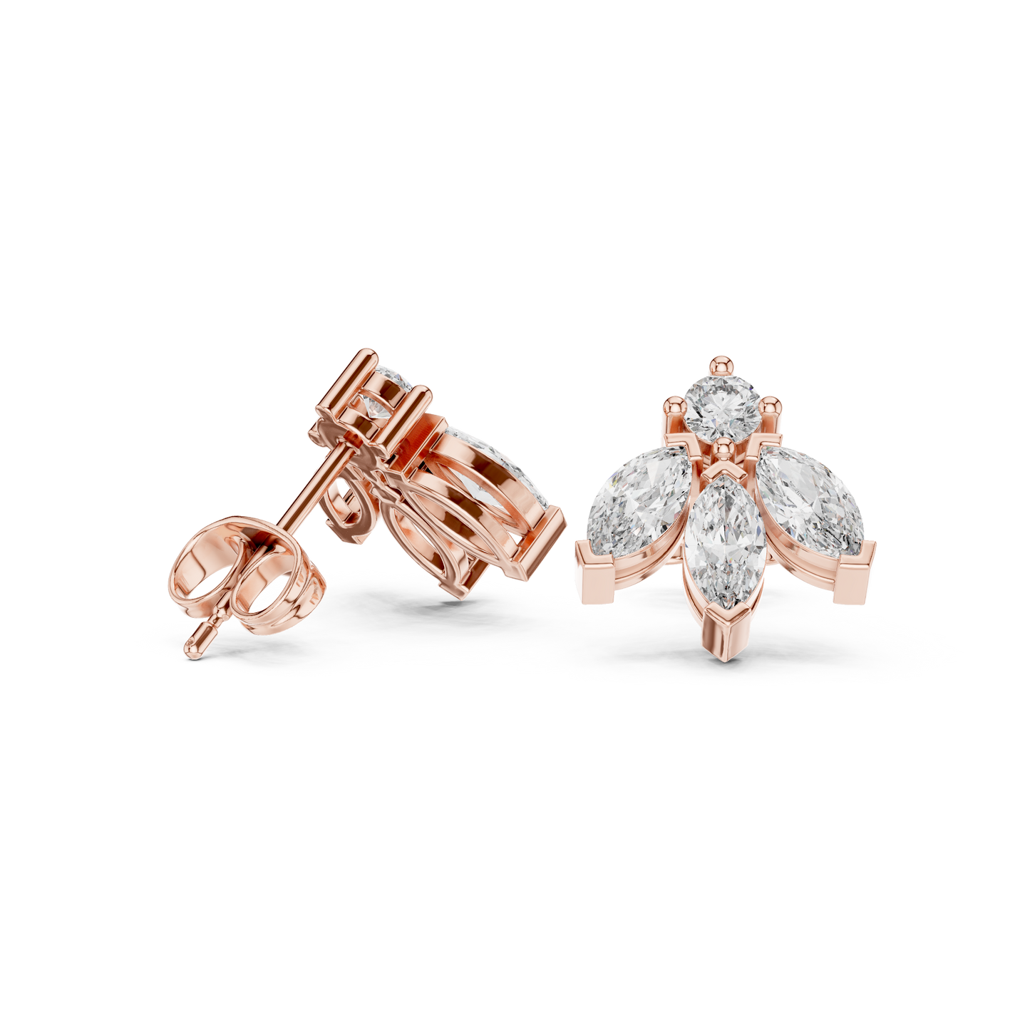 Multi-Marquise Diamond Studs | Elegant Fan-Cluster Earrings | Timeless Gold Everyday Jewelry | Gift for Her