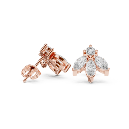 Multi-Marquise Diamond Studs | Elegant Fan-Cluster Earrings | Timeless Gold Everyday Jewelry | Gift for Her