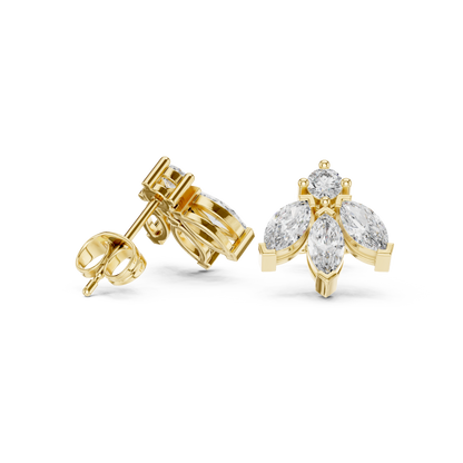 Multi-Marquise Diamond Studs | Elegant Fan-Cluster Earrings | Timeless Gold Everyday Jewelry | Gift for Her