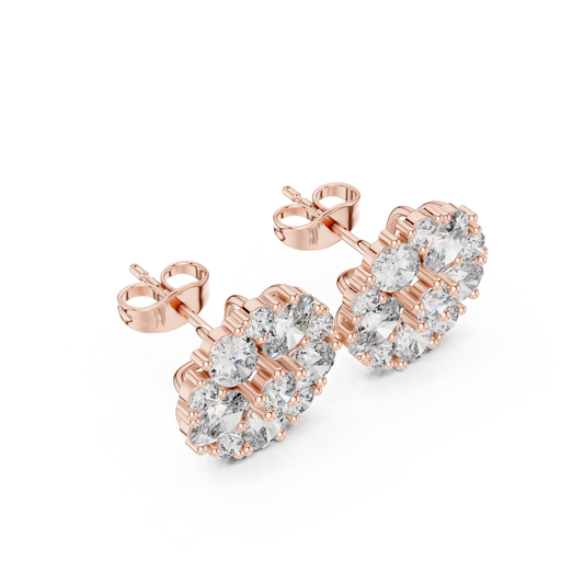 Blazing Cluster Diamond Studs · High-Sparkle Gold Earrings · Wedding & Daily Wear · Handcrafted Gold Luxury