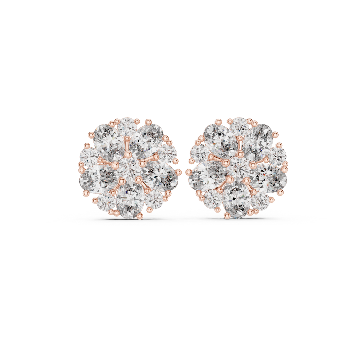 Blazing Cluster Diamond Studs · High-Sparkle Gold Earrings · Wedding & Daily Wear · Handcrafted Gold Luxury