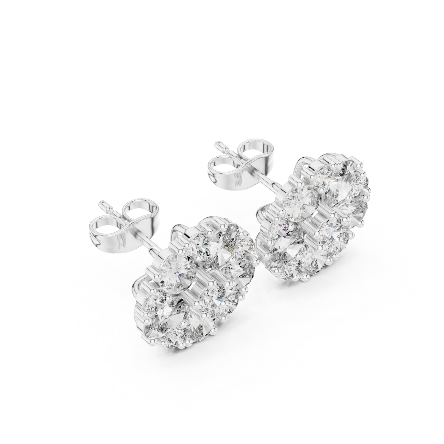 Blazing Cluster Diamond Studs · High-Sparkle Gold Earrings · Wedding & Daily Wear · Handcrafted Gold Luxury