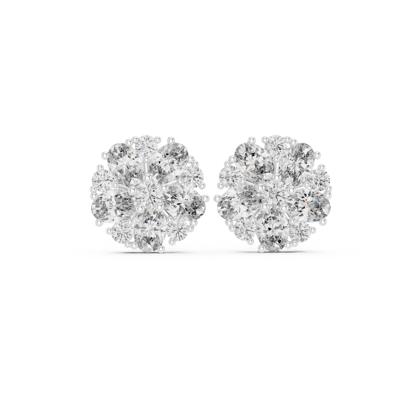 Blazing Cluster Diamond Studs · High-Sparkle Gold Earrings · Wedding & Daily Wear · Handcrafted Gold Luxury