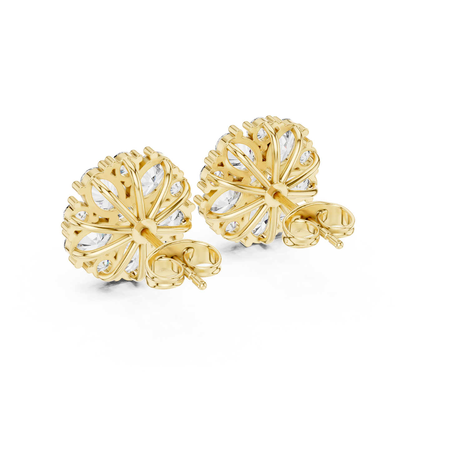 Blazing Cluster Diamond Studs · High-Sparkle Gold Earrings · Wedding & Daily Wear · Handcrafted Gold Luxury