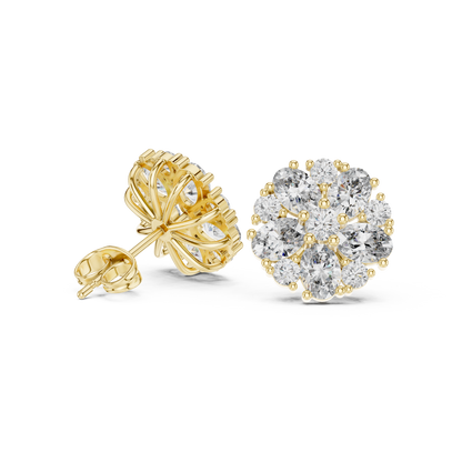 Blazing Cluster Diamond Studs · High-Sparkle Gold Earrings · Wedding & Daily Wear · Handcrafted Gold Luxury