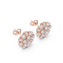Stardust Floral Diamond Studs – Radiant Marquise Burst – Heirloom 14K–18K Gold Earrings