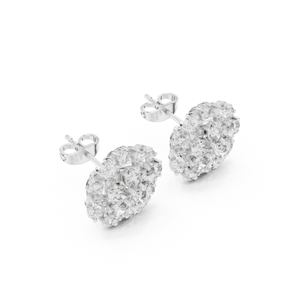 Classic Floral Diamond Stud Earrings – Pear-Shaped Cluster Sparkle, Luxury Everyday Earrings