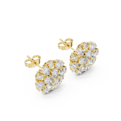 Classic Floral Diamond Stud Earrings – Pear-Shaped Cluster Sparkle, Luxury Everyday Earrings